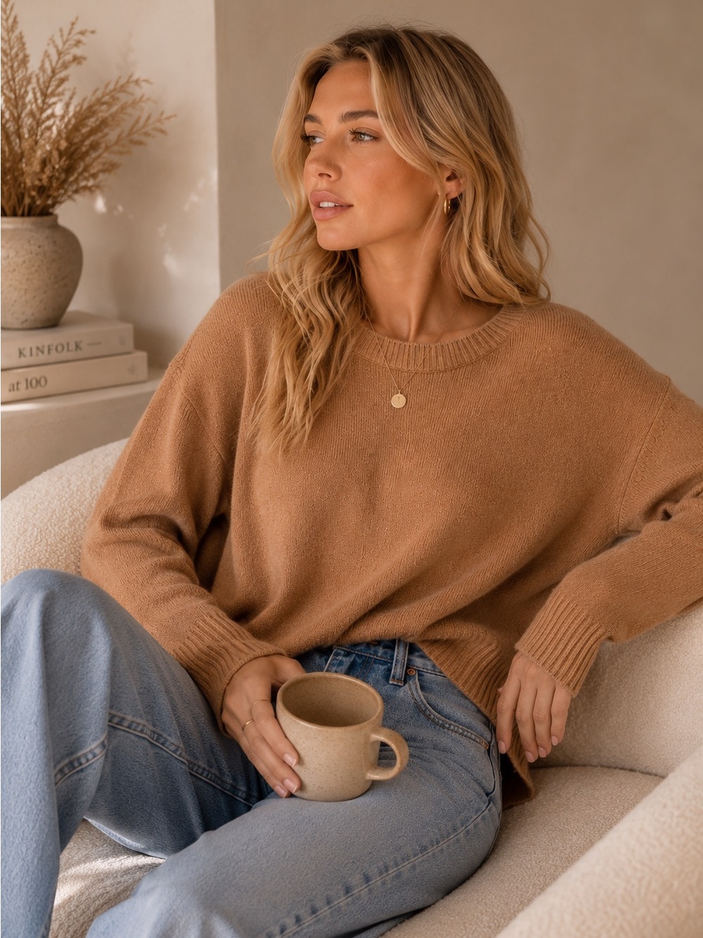 Rachel Zoe 100% Cashmere Camel Sweater XL